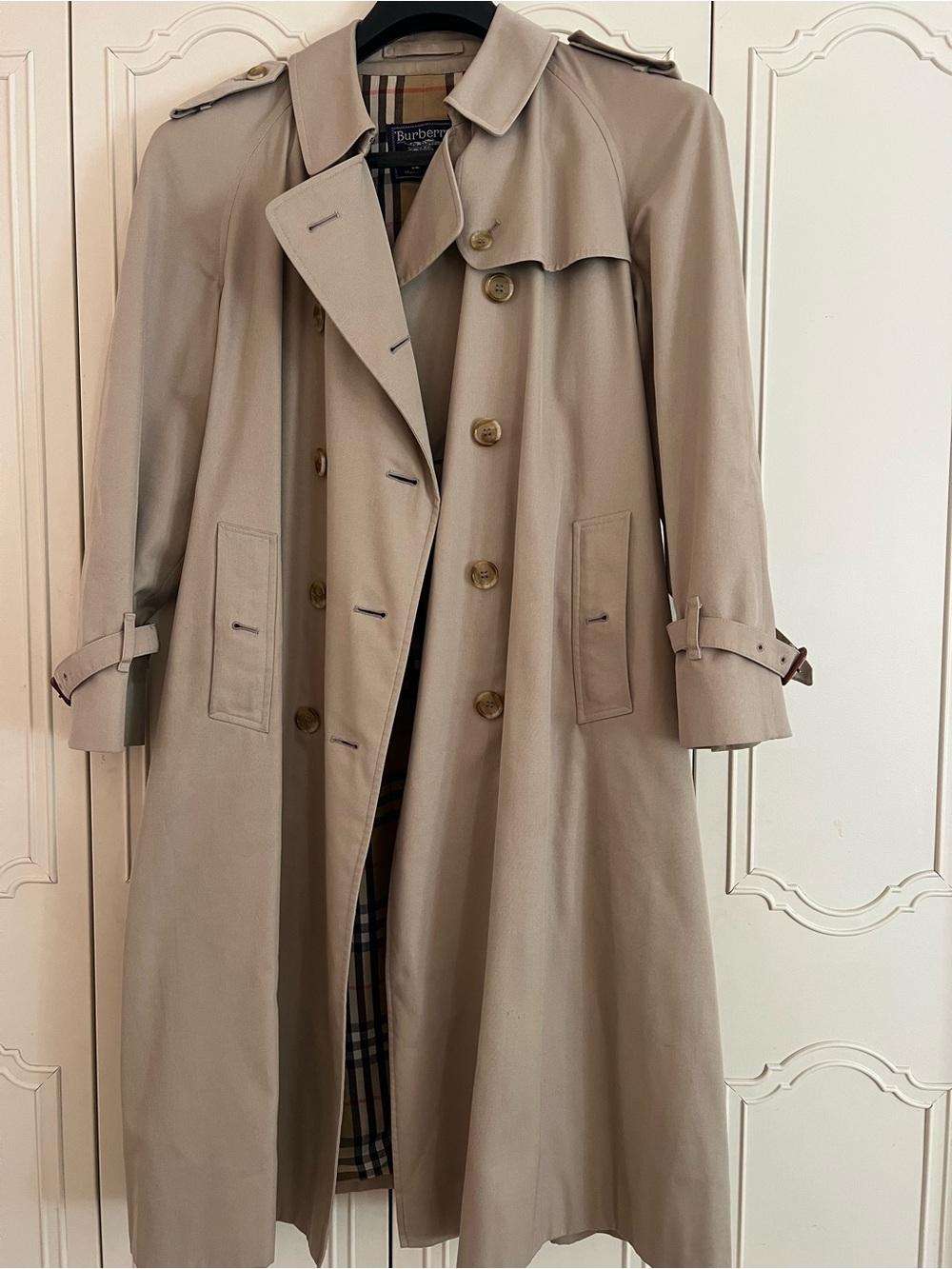 Burberry Prorsum Beige Double-Breasted Trench Coat with Signature Lining
